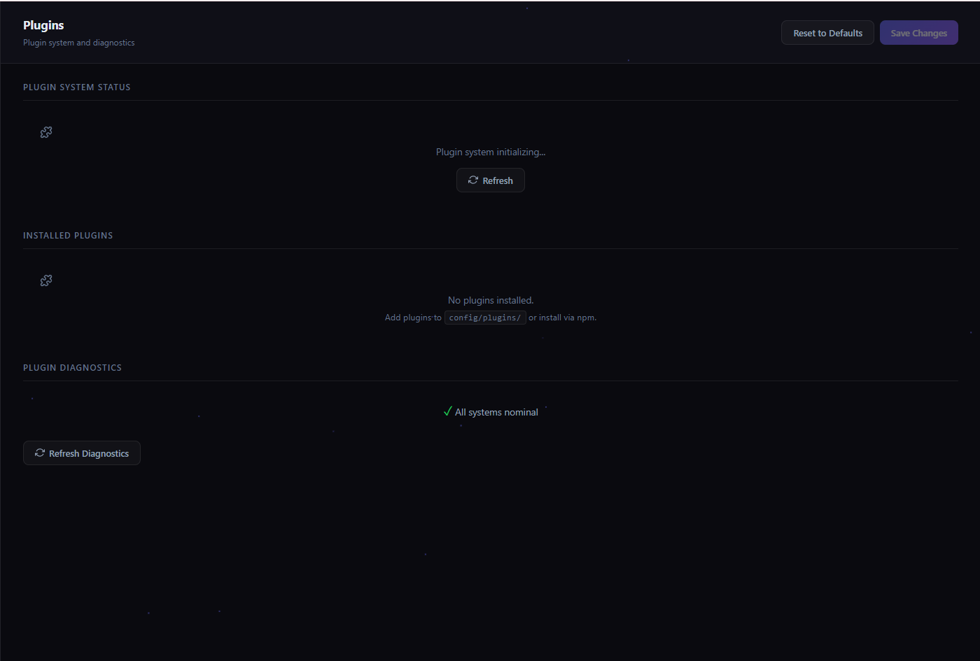 Plugins settings