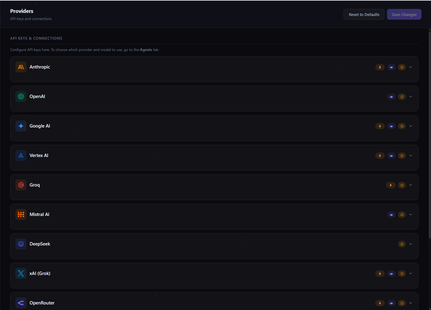 Providers configuration
